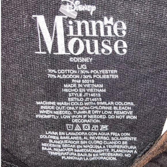 Disney Minnie Mouse Red Glitter Bow Crop Crewneck Sweatshirt Large NWT 3751 - Picture 4 of 7